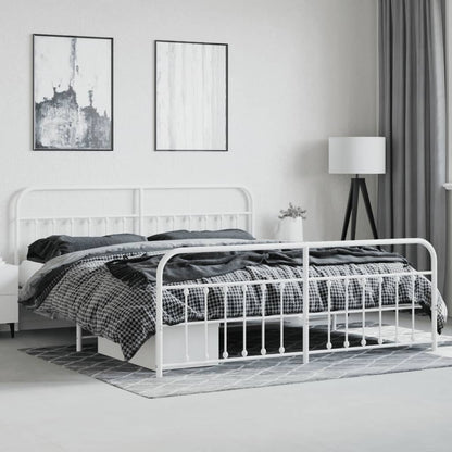 Bed Frame | White | Steel | 200x200 cm | Bed Frame | Rectangular