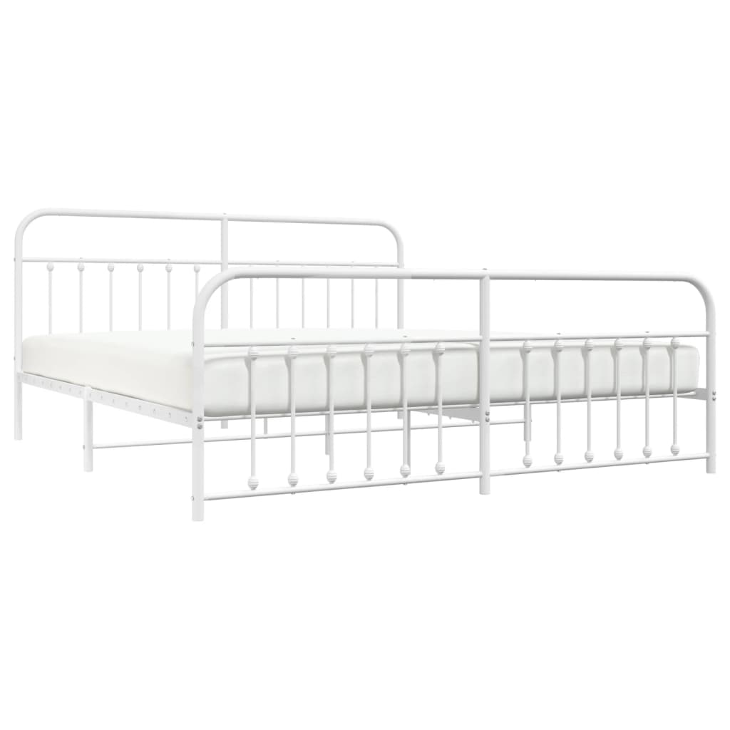 Bed Frame | White | Steel | 200x200 cm | Bed Frame | Rectangular