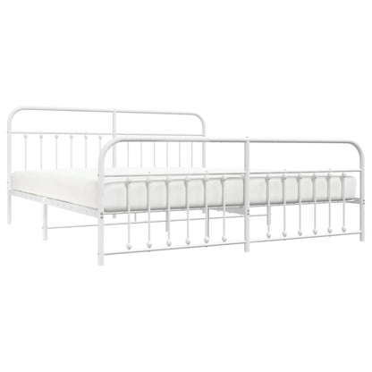 Bed Frame | White | Steel | 200x200 cm | Bed Frame | Rectangular