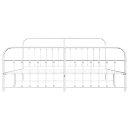 Bed Frame | White | Steel | 200x200 cm | Bed Frame | Rectangular