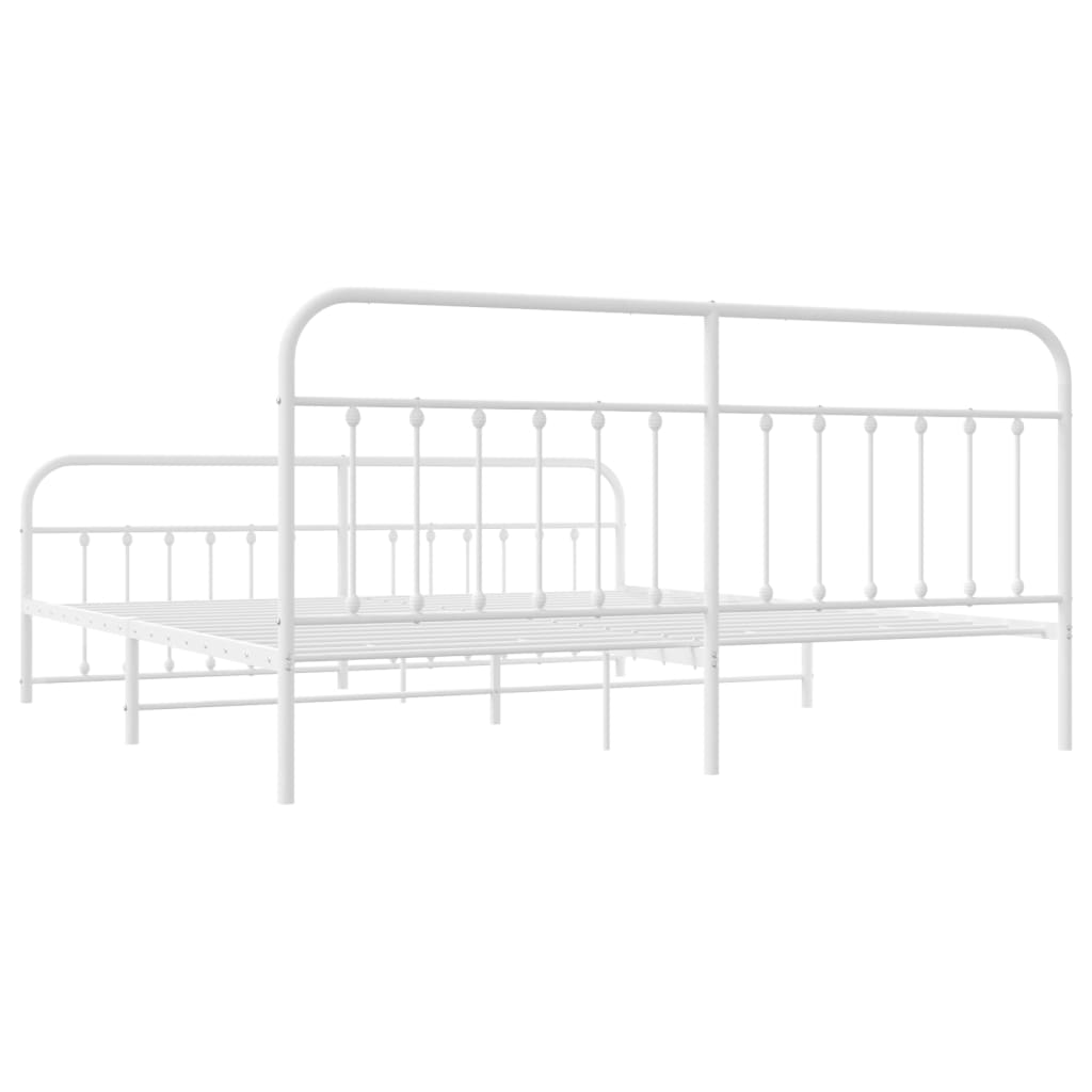 Bed Frame | White | Steel | 200x200 cm | Bed Frame | Rectangular
