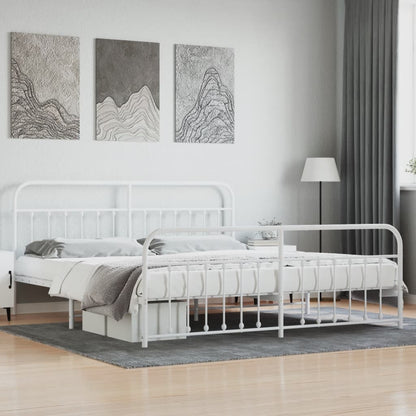 Bed Frame | White | Steel | 200x200 cm | Bed Frame | Rectangular