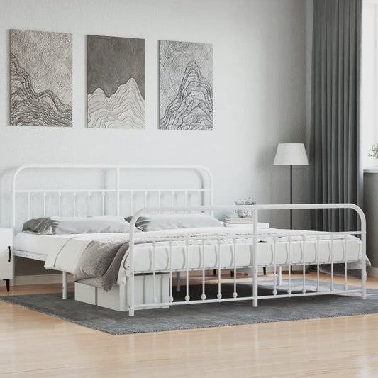 Bed Frame | White | Steel | 200x200 cm | Bed Frame | Rectangular