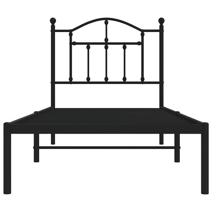 Metal Bed Frame without Mattress with Headboard Black 90x200cm