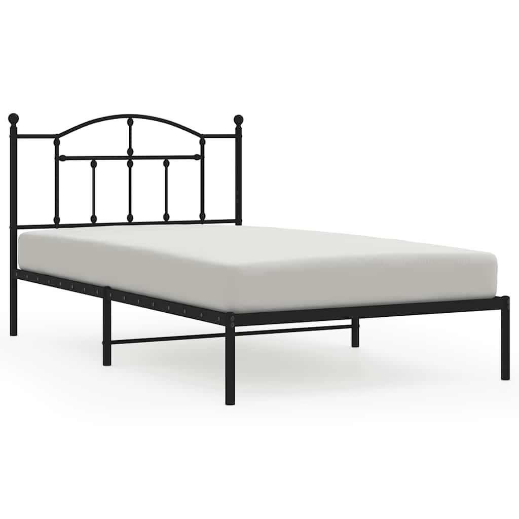 Metal Bed Frame without Mattress with Headboard Black 100x200cm