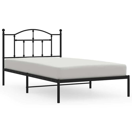 Metal Bed Frame without Mattress with Headboard Black 100x200cm