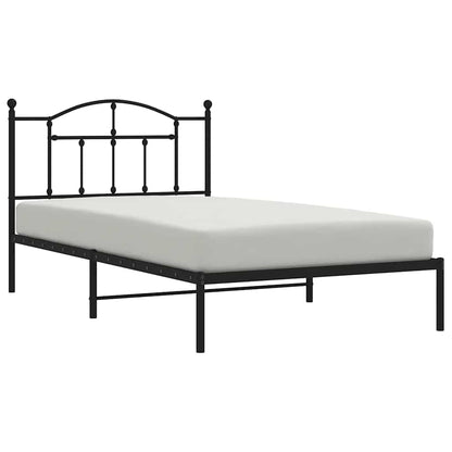 Metal Bed Frame without Mattress with Headboard Black 100x200cm