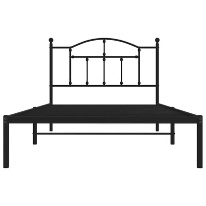Metal Bed Frame without Mattress with Headboard Black 100x200cm
