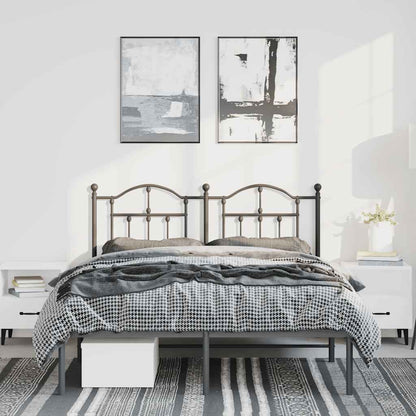 Metal Bed Frame without Mattress with Headboard Black 135x190cm