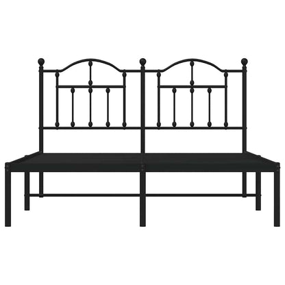 Metal Bed Frame without Mattress with Headboard Black 140x200cm
