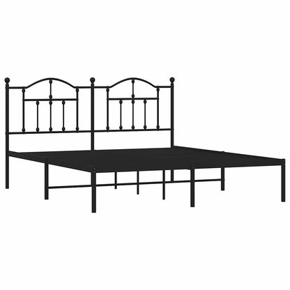 Metal Bed Frame without Mattress with Headboard Black 180x200cm