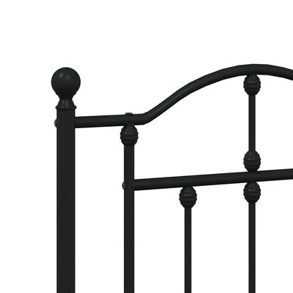 Metal Bed Frame without Mattress with Headboard Black 180x200cm