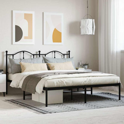 Metal Bed Frame without Mattress with Headboard Black 180x200cm