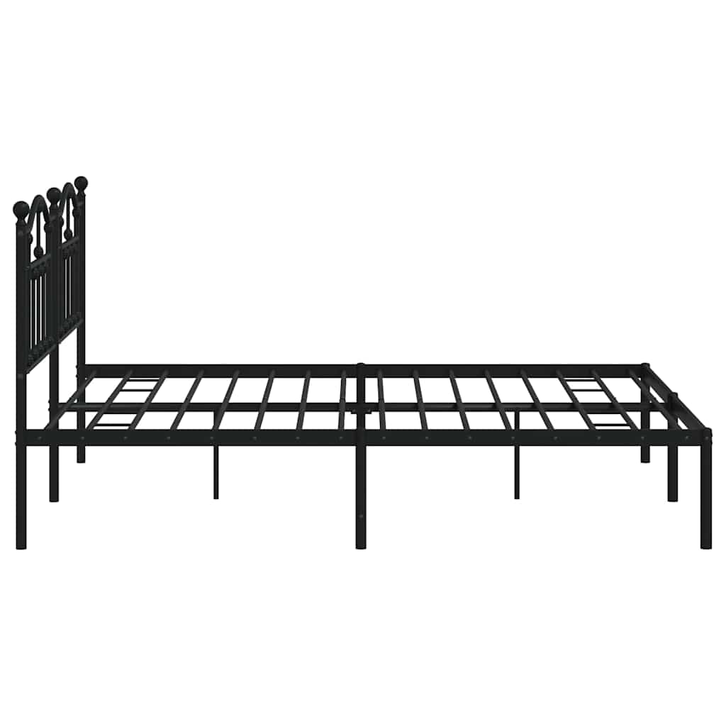 Metal Bed Frame without Mattress with Headboard Black 183x213cm