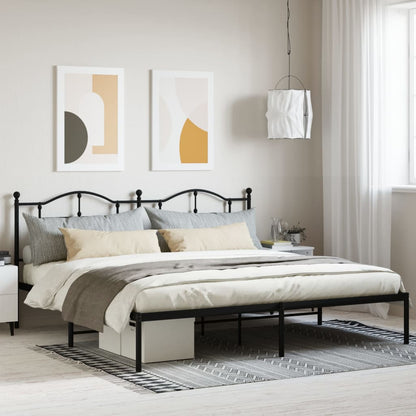 Metal Bed Frame without Mattress with Headboard Black 200x200cm