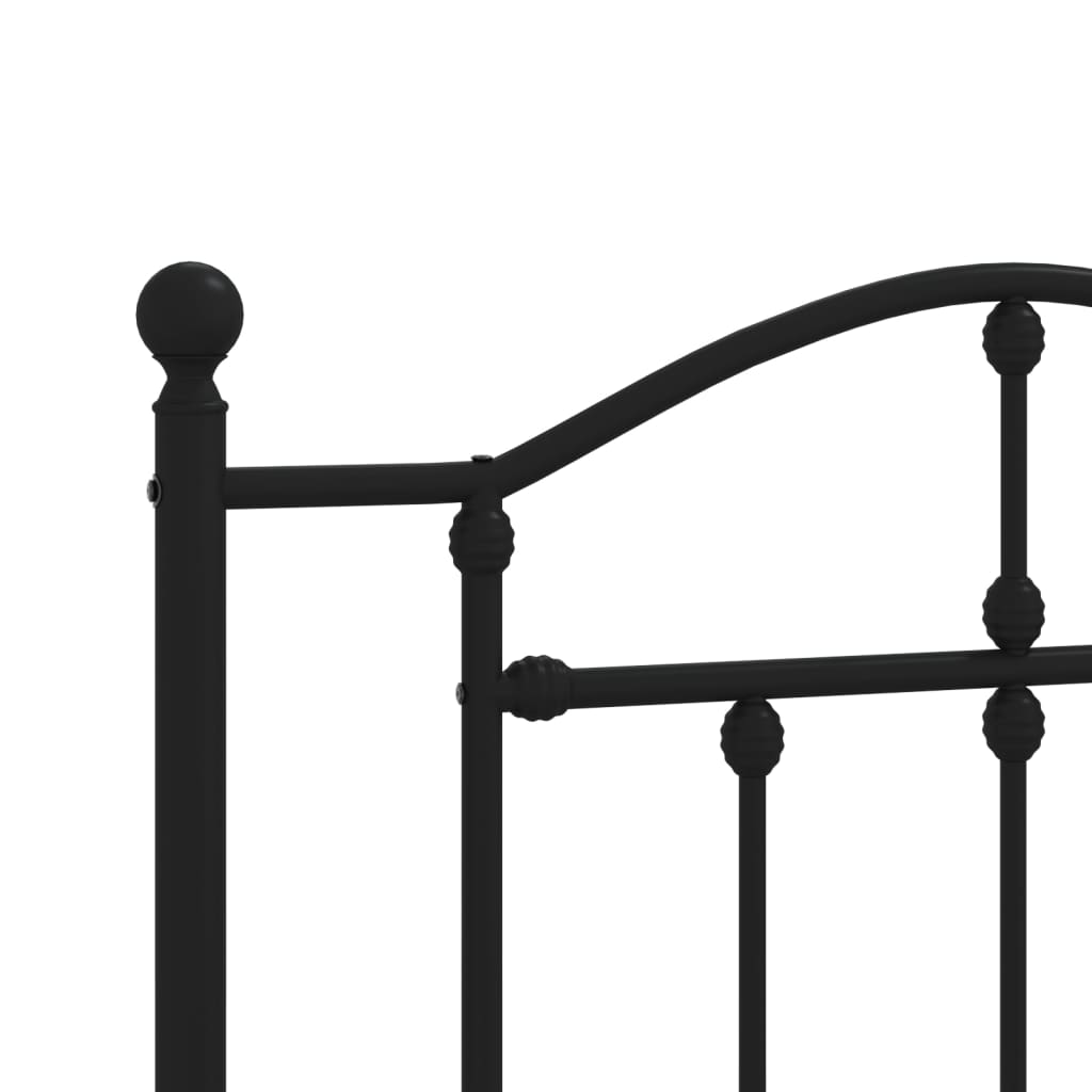 Metal Bed Frame without Mattress with Footboard Black 80x200cm