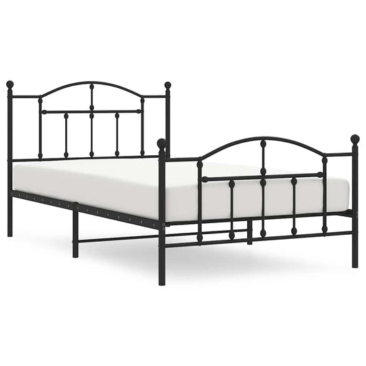 Metal Bed Frame without Mattress with Footboard Black 100x200cm