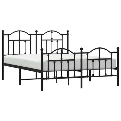 Metal Bed Frame without Mattress with Footboard Black 140x190cm