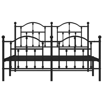 Metal Bed Frame without Mattress with Footboard Black 140x190cm