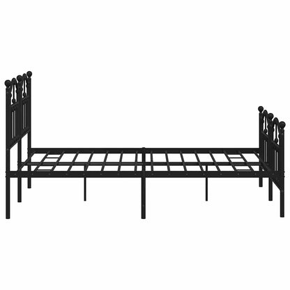 Metal Bed Frame without Mattress with Footboard Black 140x190cm