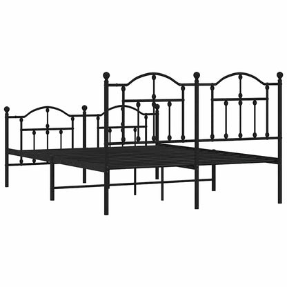 Metal Bed Frame without Mattress with Footboard Black 140x190cm