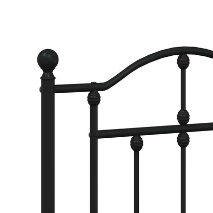Metal Bed Frame without Mattress with Footboard Black 150x200cm