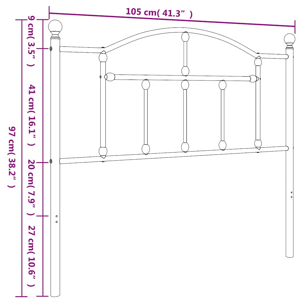 Metal Replace Headboard Black 100 cm