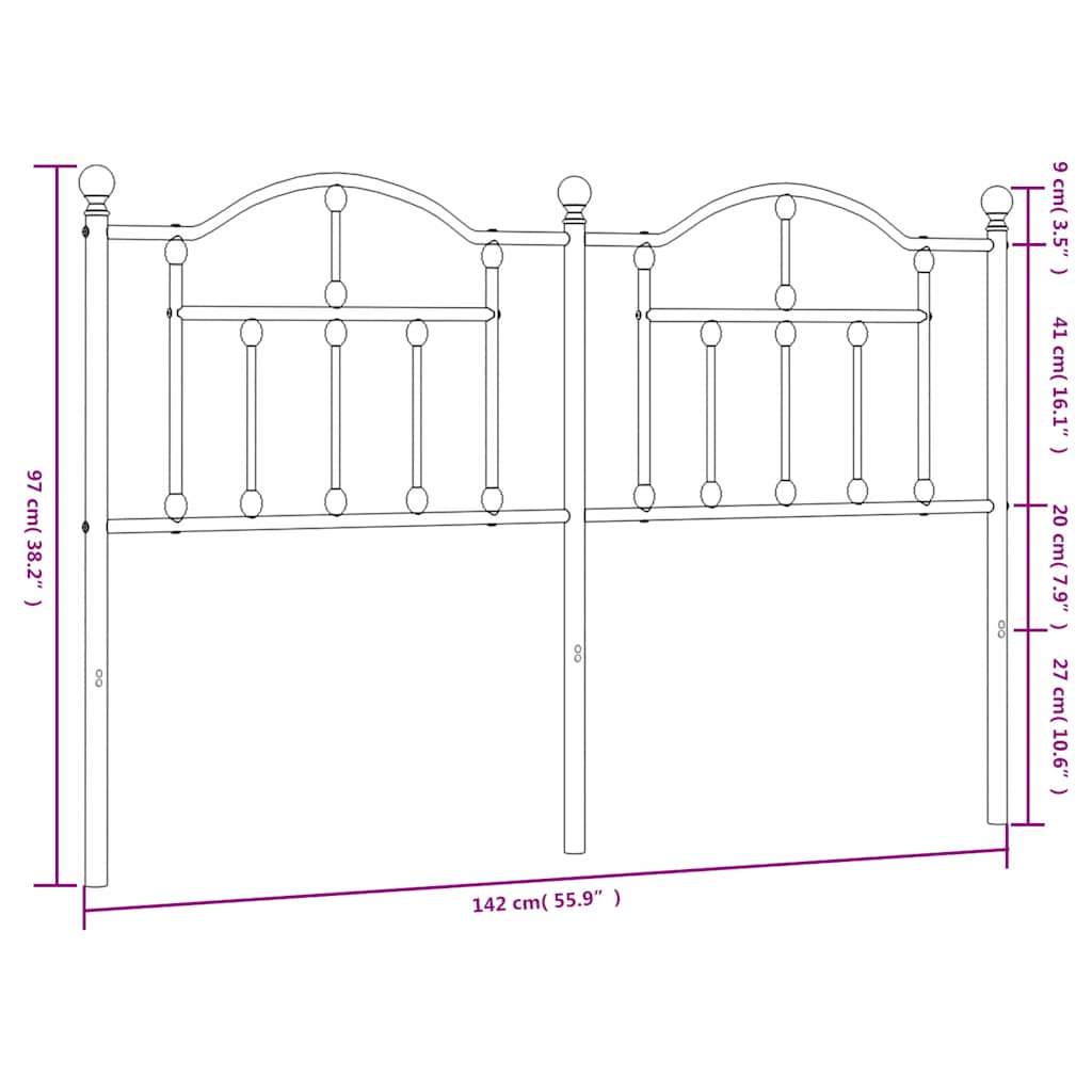 Headboard | Black | Steel | Double Bed | Durable | Black Headboard