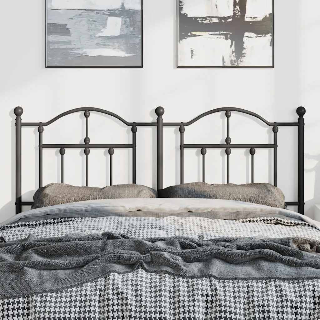 Headboard | Black | Powder-Coated Steel | Double Bed |  Durable