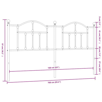Headboard | Black | Powder-Coated Steel | Double |  Durable  | Headboard