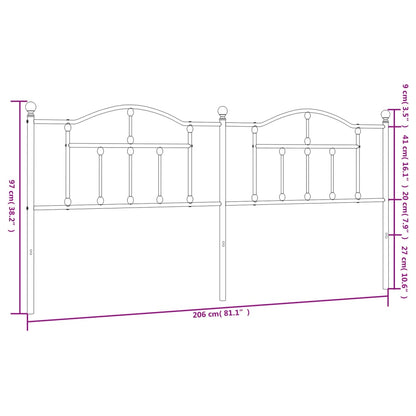 Headboard | Black | Steel | Double | Durable | Headboard | Rectangular