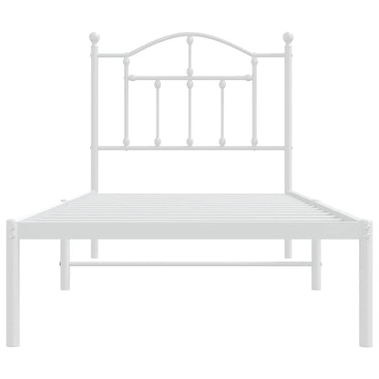Metal Bed Frame without Mattress with Headboard White 90x200cm