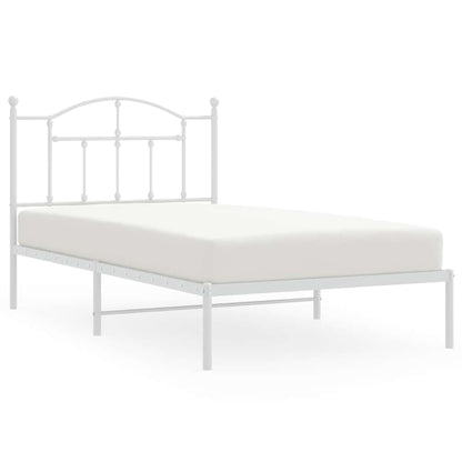 Metal Bed Frame without Mattress with Headboard White 100x190cm