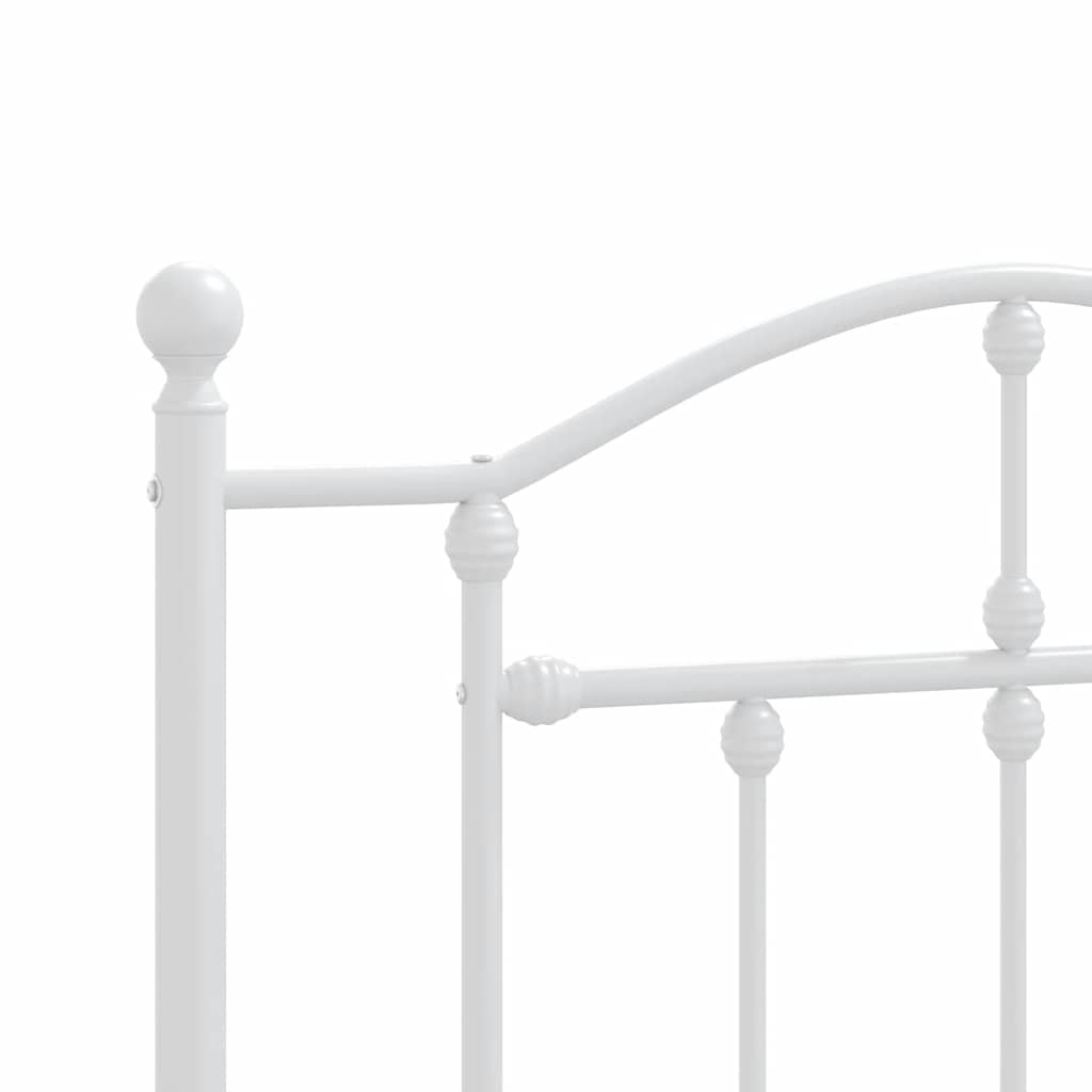 Metal Bed Frame without Mattress with Headboard White 100x190cm