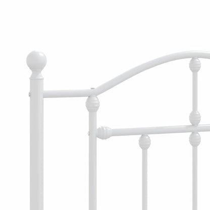 Metal Bed Frame without Mattress with Headboard White 100x190cm