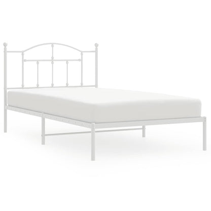 Metal Bed Frame without Mattress with Headboard White 100x200cm