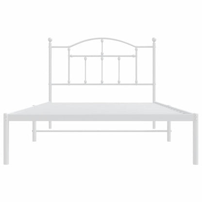 Metal Bed Frame without Mattress with Headboard White 100x200cm