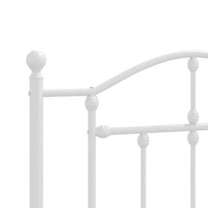 Metal Bed Frame without Mattress with Headboard White 100x200cm