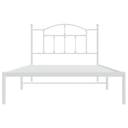 Metal Bed Frame without Mattress with Headboard White 107x203cm