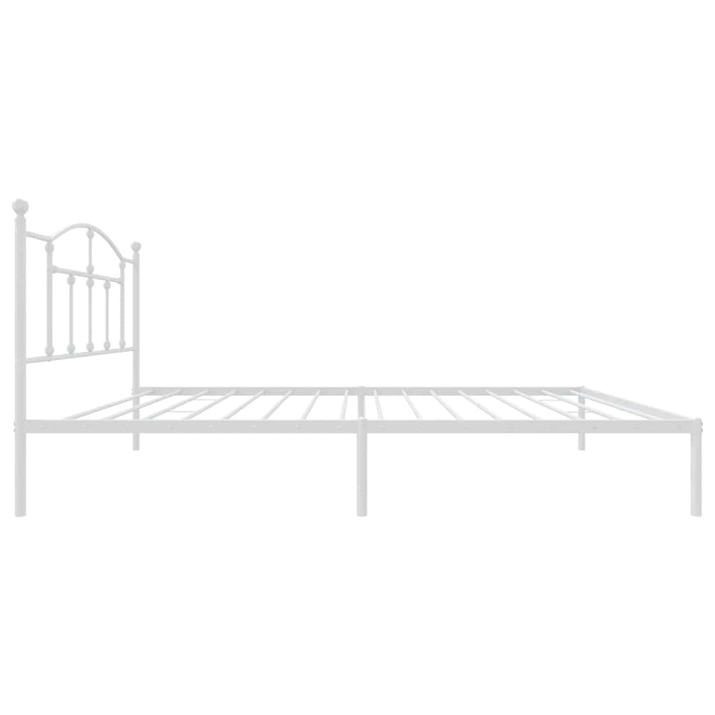 Metal Bed Frame without Mattress with Headboard White 107x203cm