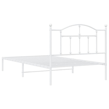 Metal Bed Frame without Mattress with Headboard White 107x203cm