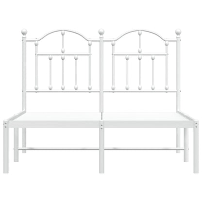 Metal Bed Frame without Mattress with Headboard White 120x190cm