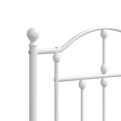 Metal Bed Frame without Mattress with Headboard White 120x200cm
