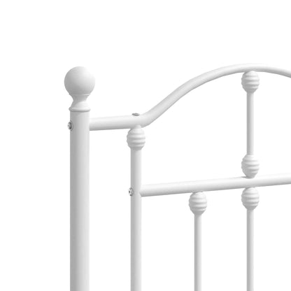 Metal Bed Frame without Mattress with Headboard White 135x190cm