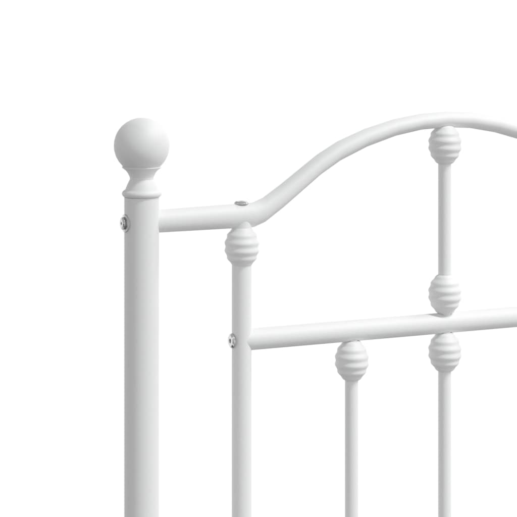 Metal Bed Frame without Mattress with Headboard White 140x190cm