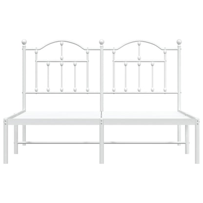 Metal Bed Frame without Mattress with Headboard White 140x200cm
