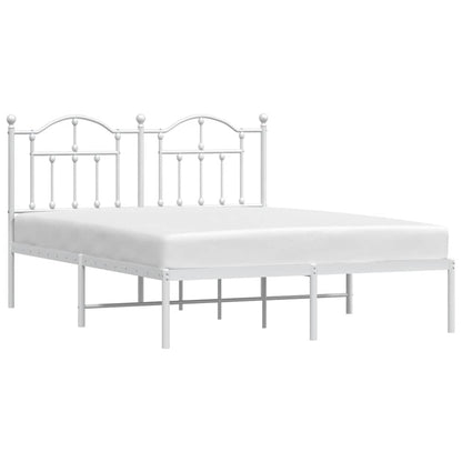 Metal Bed Frame without Mattress with Headboard White 150x200cm