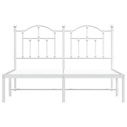 Metal Bed Frame without Mattress with Headboard White 150x200cm