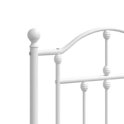 Metal Bed Frame without Mattress with Headboard White 150x200cm