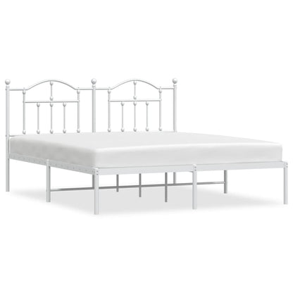 Metal Bed Frame without Mattress with Headboard White 180x200cm